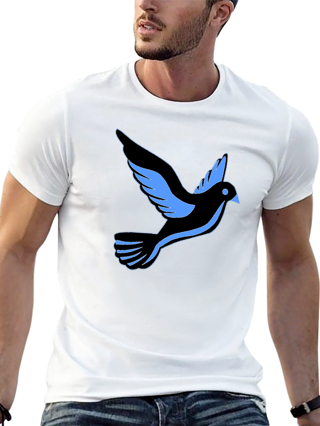 Black T-Shirt with Dove Graphic