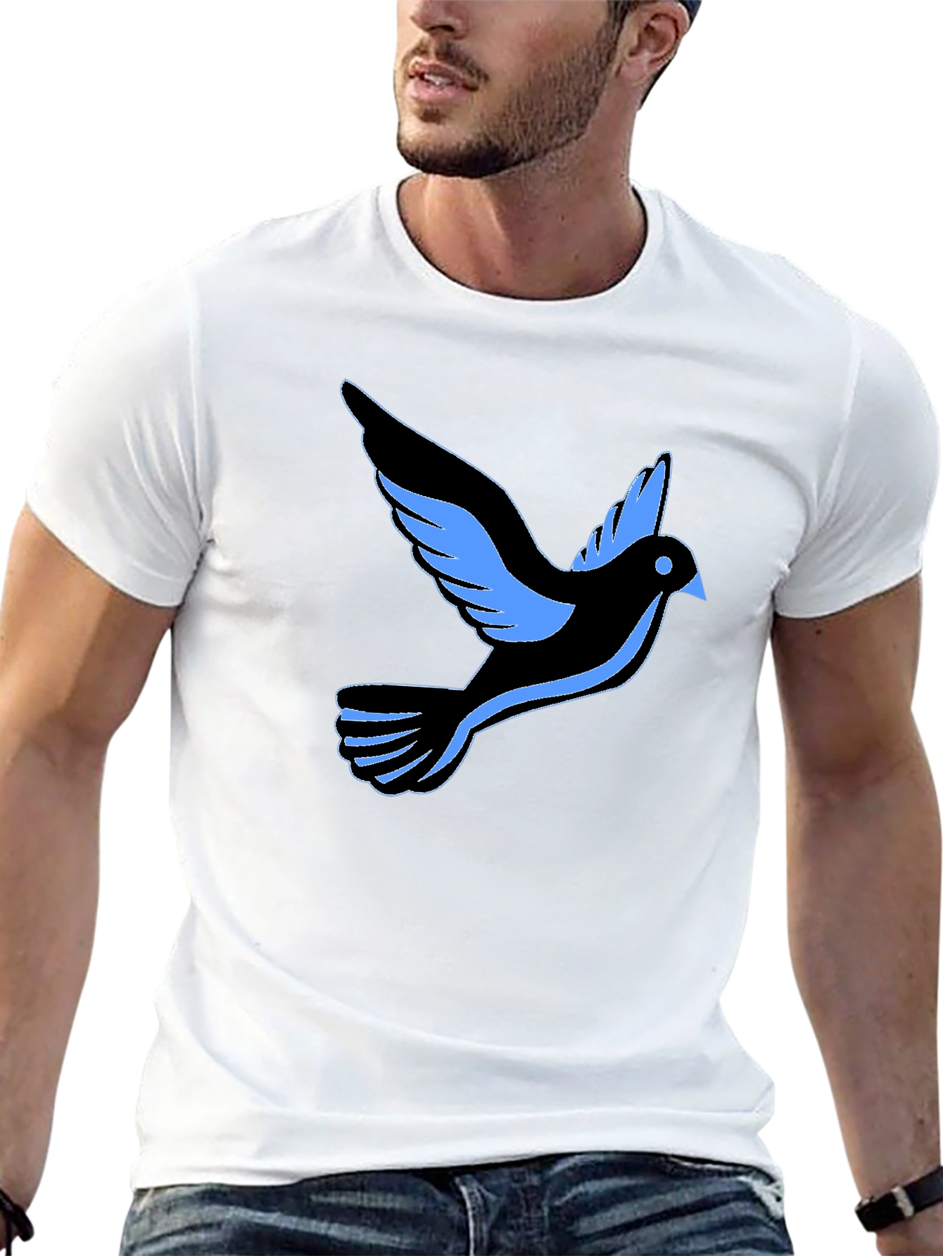 Black T-Shirt with Dove Graphic