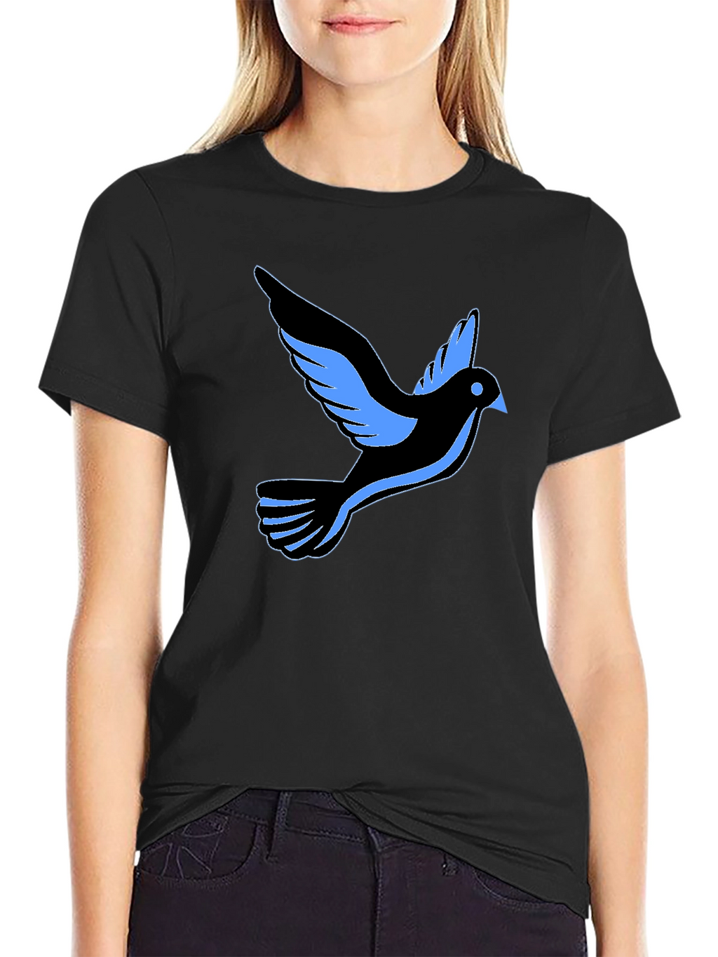 Black T-Shirt with Dove Graphic