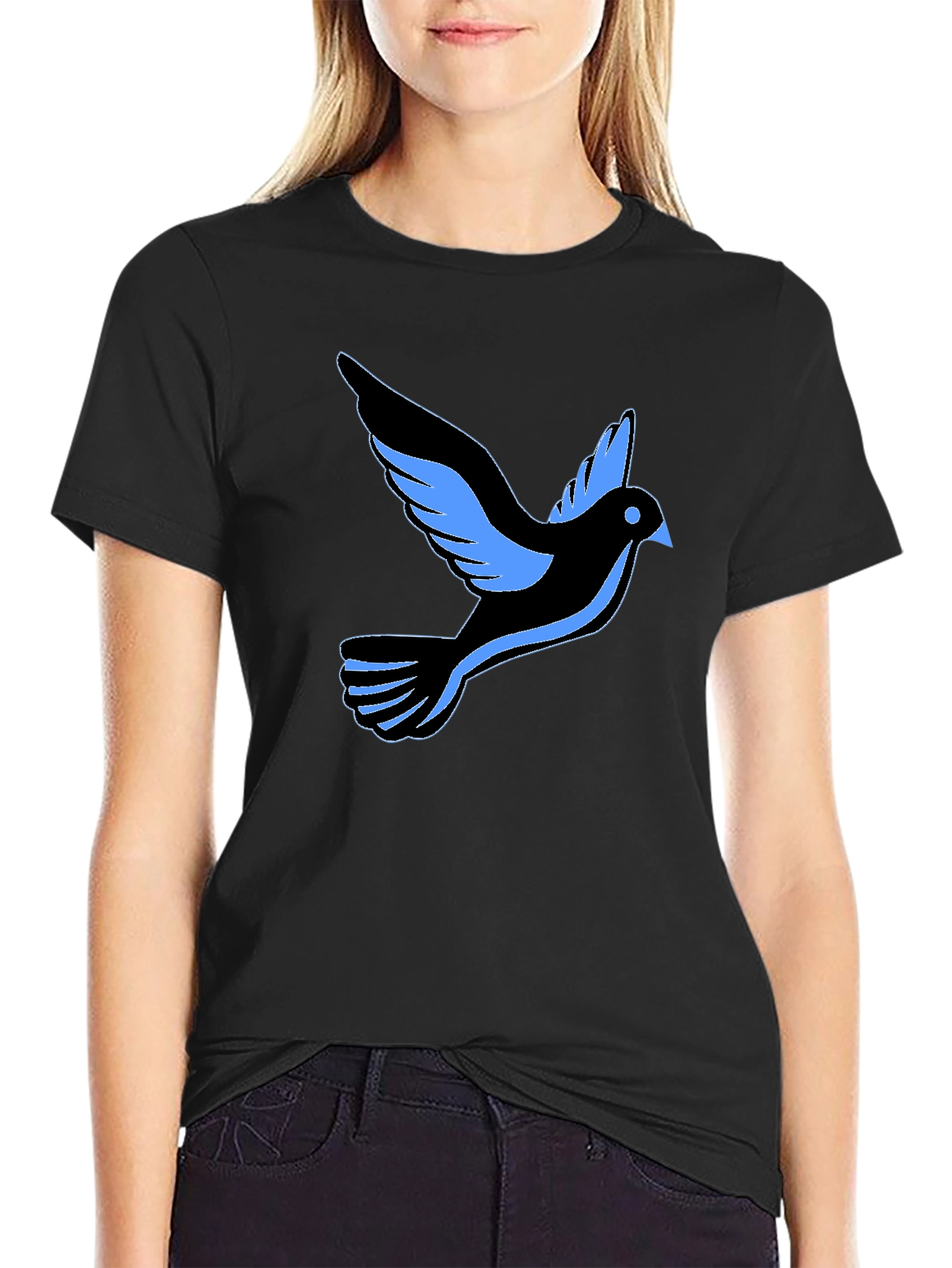 Black T-Shirt with Dove Graphic
