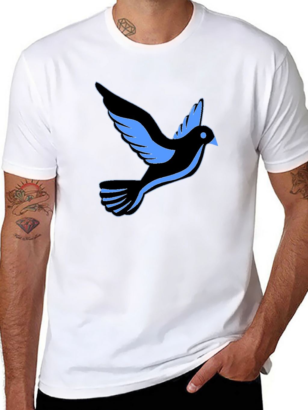Black T-Shirt with Dove Graphic