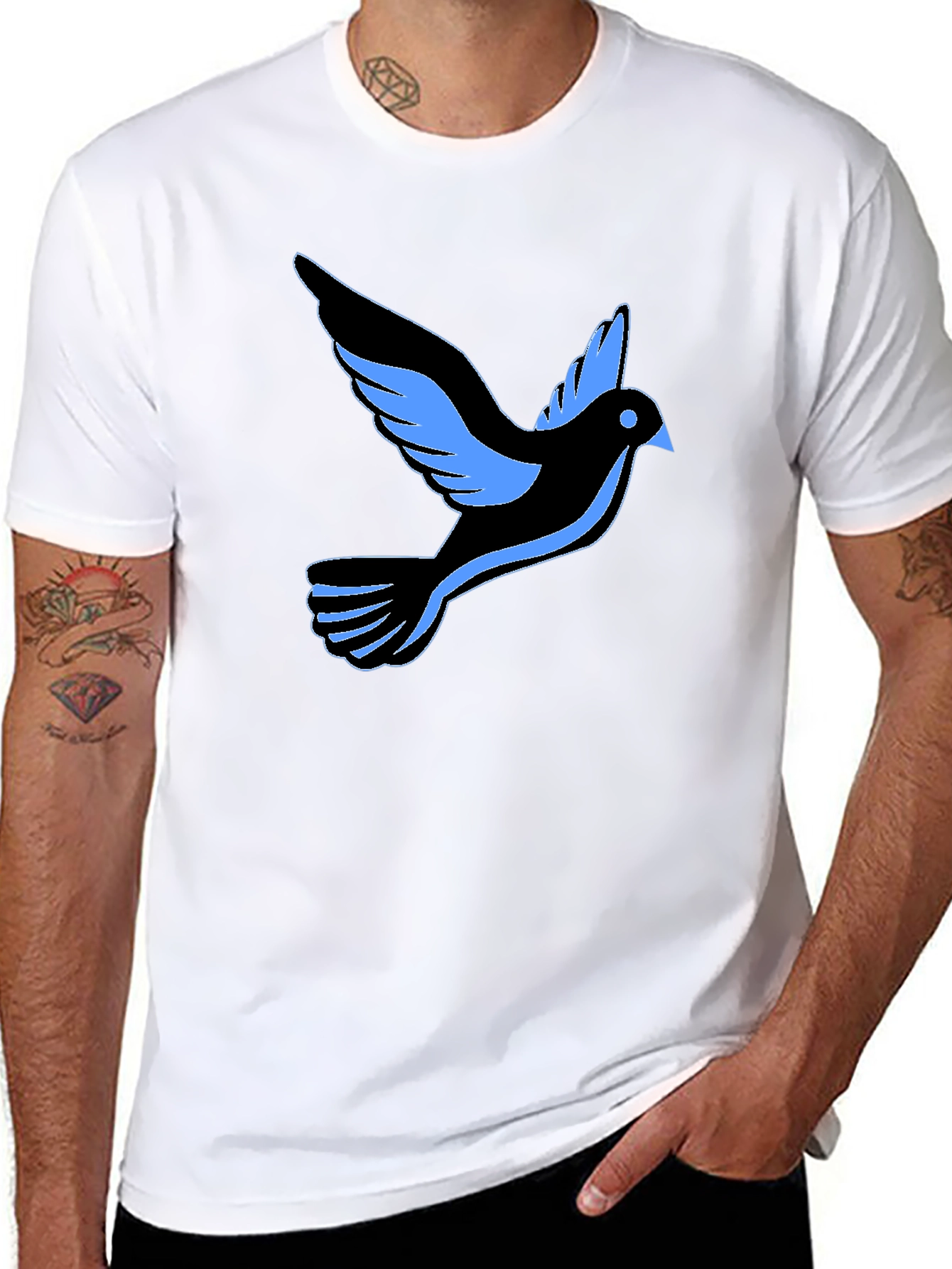 Black T-Shirt with Dove Graphic