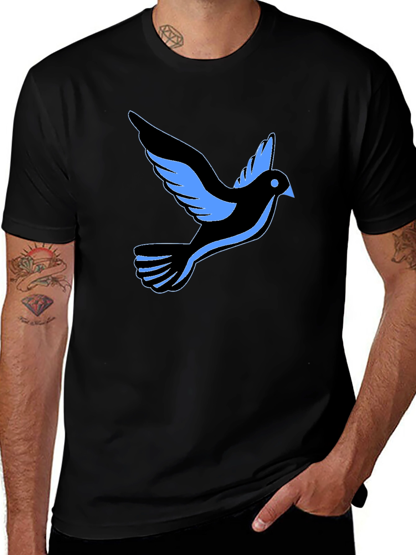 Black T-Shirt with Dove Graphic