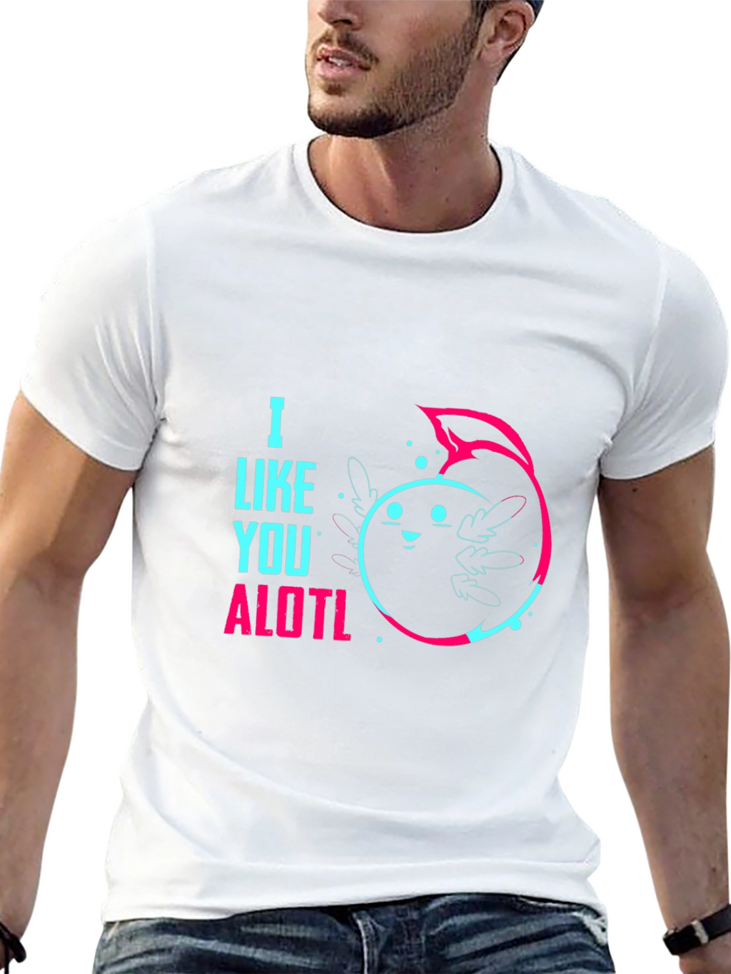 I Like You ALOTL Axolotl Pun Black Graphic Tee