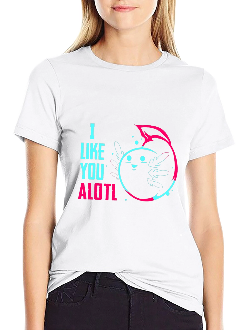 I Like You ALOTL Axolotl Pun Black Graphic Tee