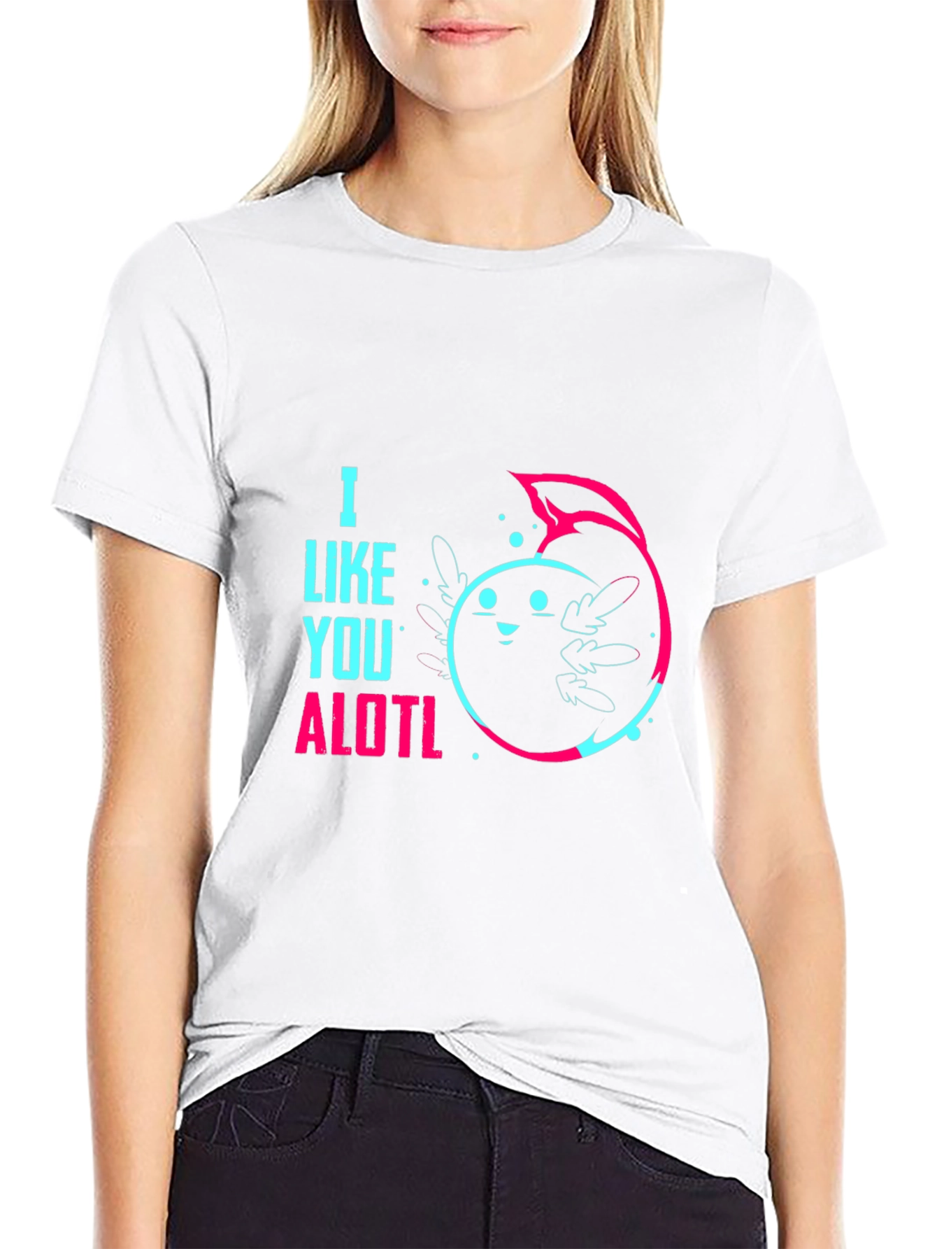I Like You ALOTL Axolotl Pun Black Graphic Tee
