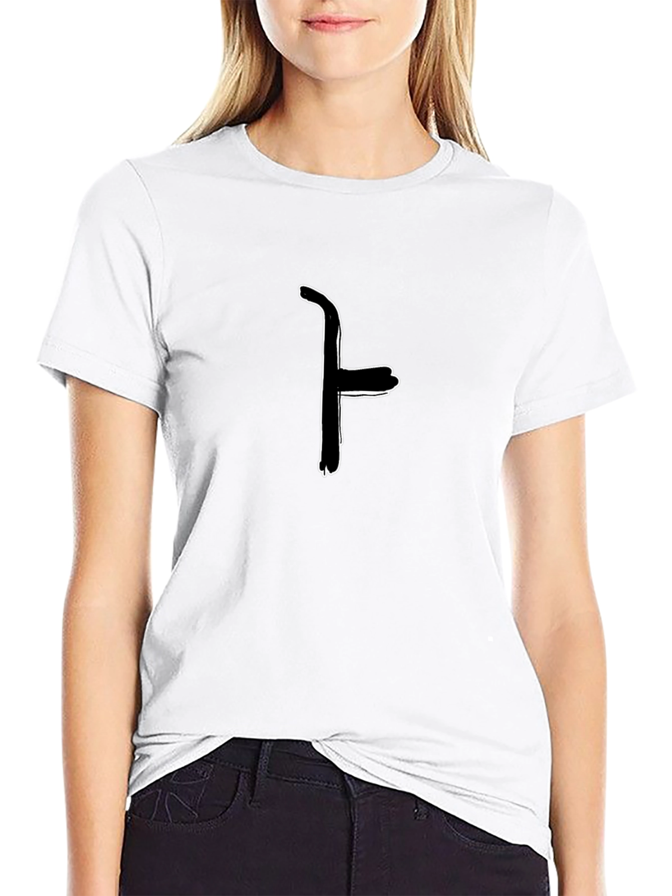 Black T-Shirt with Abstract Brushstroke Design