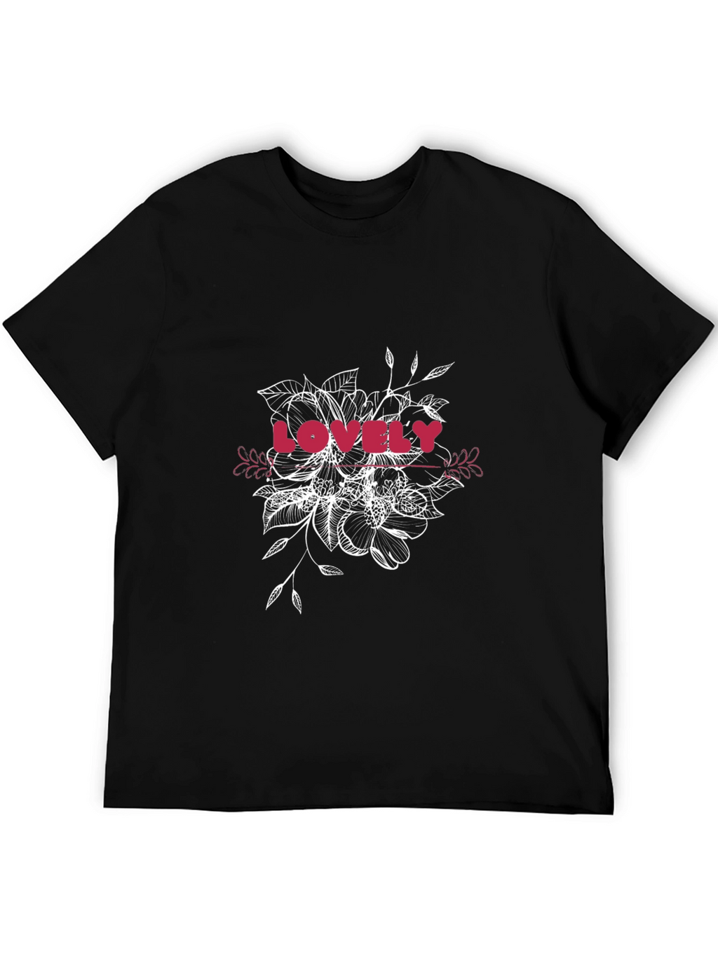 Lovely Floral Graphic Black T-Shirt