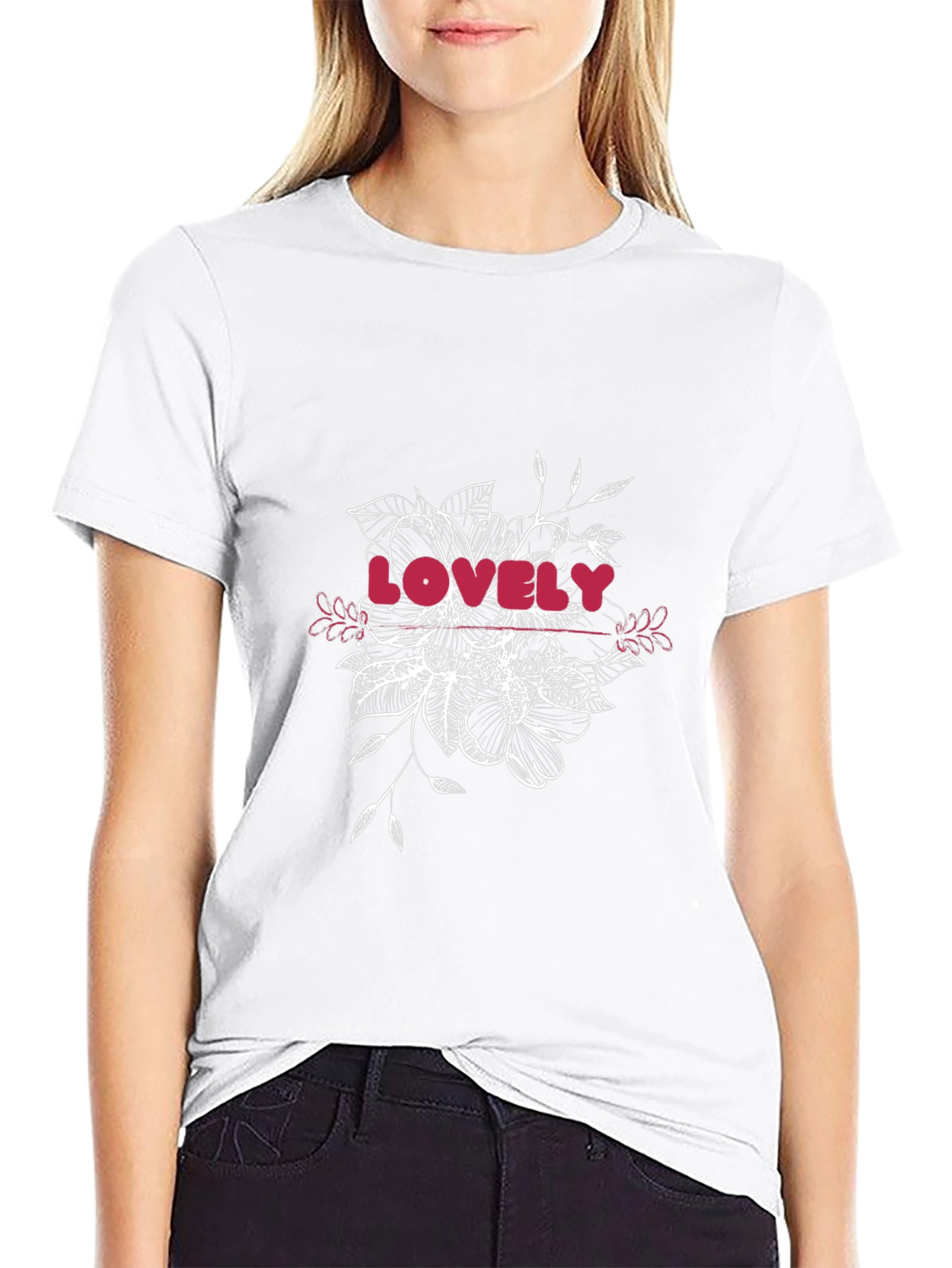Lovely Floral Graphic Black T-Shirt