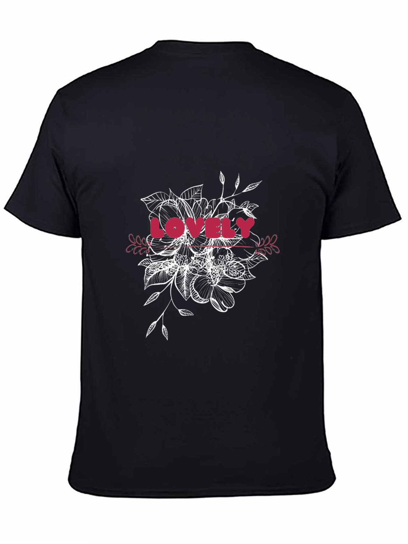 Lovely Floral Graphic Black T-Shirt