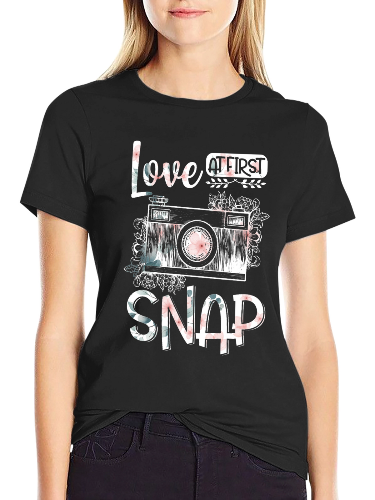 Love At First Snap Floral Camera T-Shirt