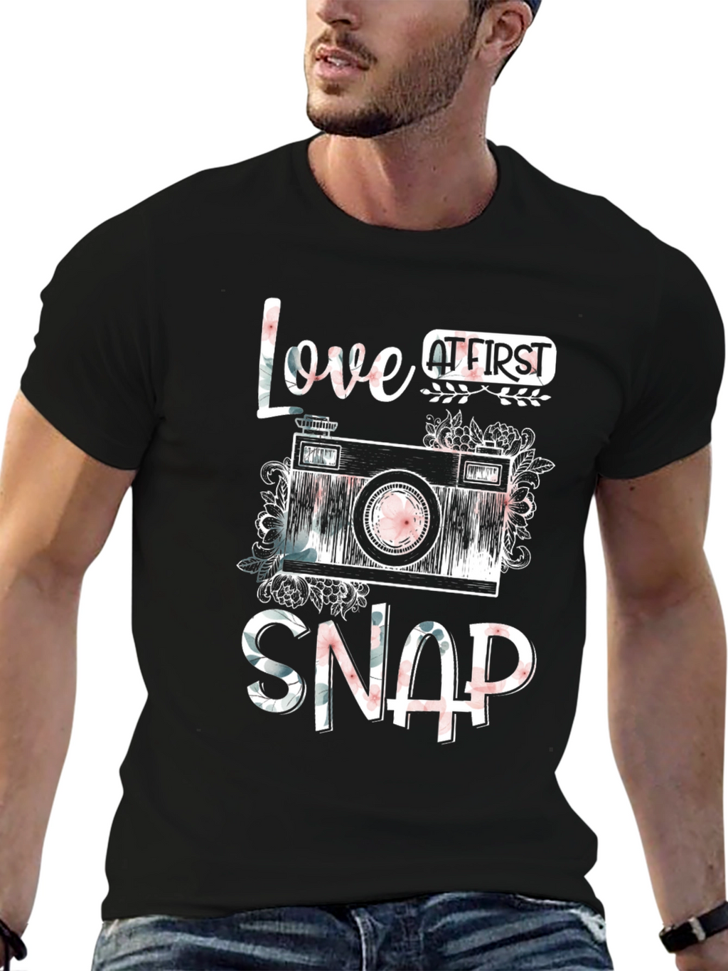 Love At First Snap Floral Camera T-Shirt