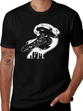 Skateboarding Girl Graphic Tee - Black Cotton T-Shirt