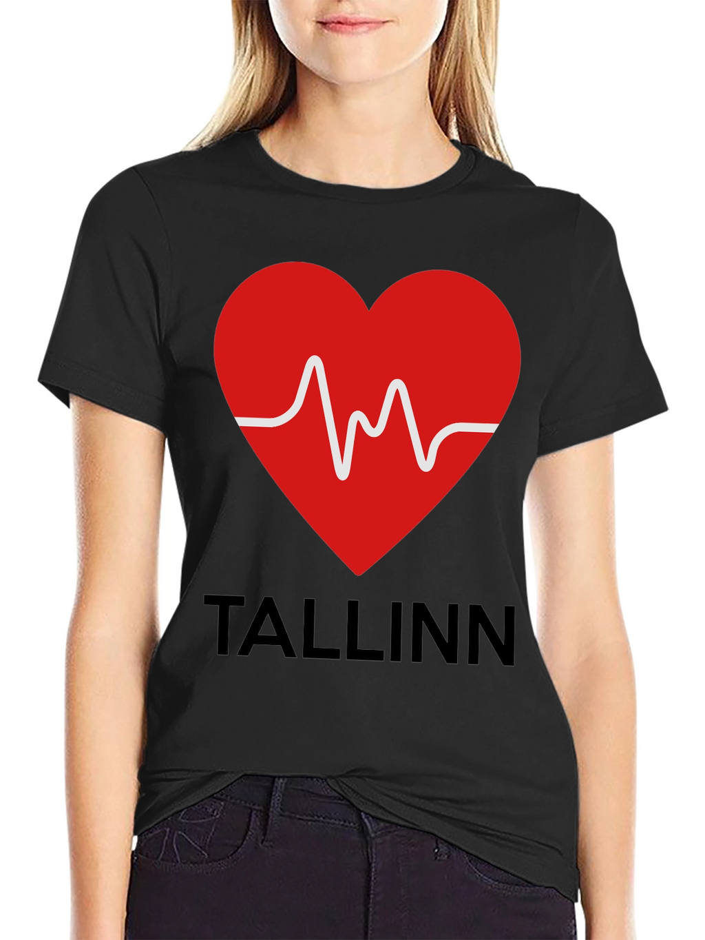Tallinn Heartbeat Graphic T-Shirt - Black