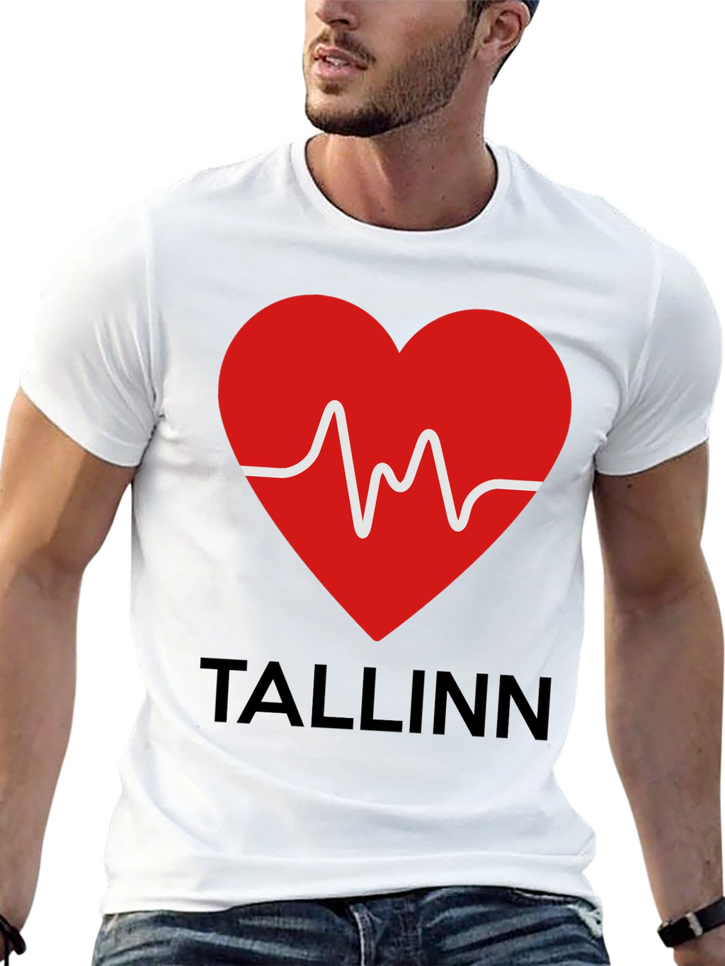 Tallinn Heartbeat Graphic T-Shirt - Black
