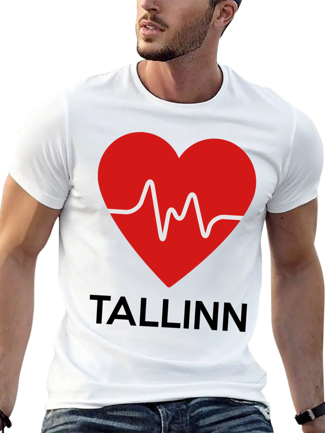 Tallinn Heartbeat Graphic T-Shirt - Black