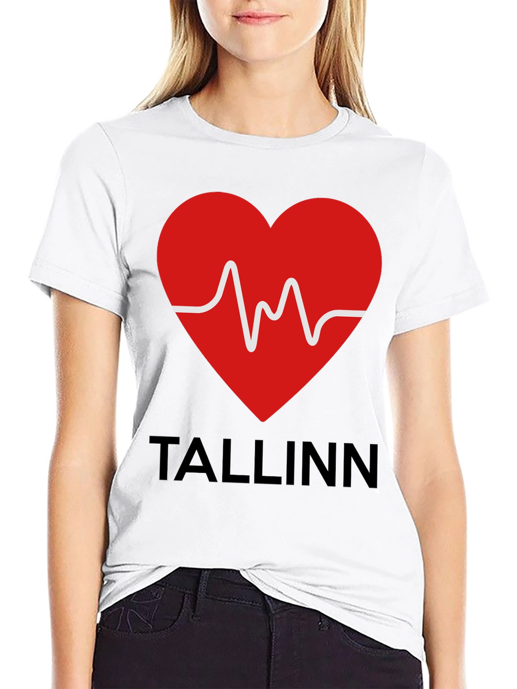 Tallinn Heartbeat Graphic T-Shirt - Black
