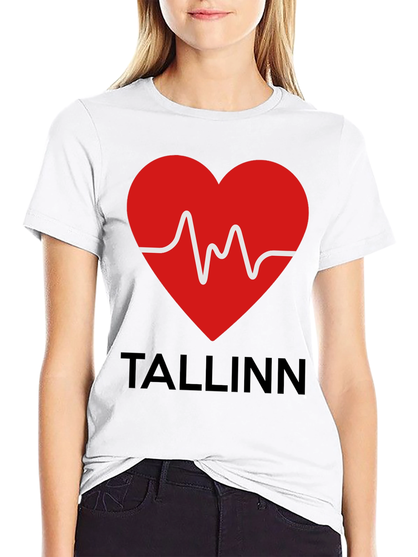 Tallinn Heartbeat Graphic T-Shirt - Black
