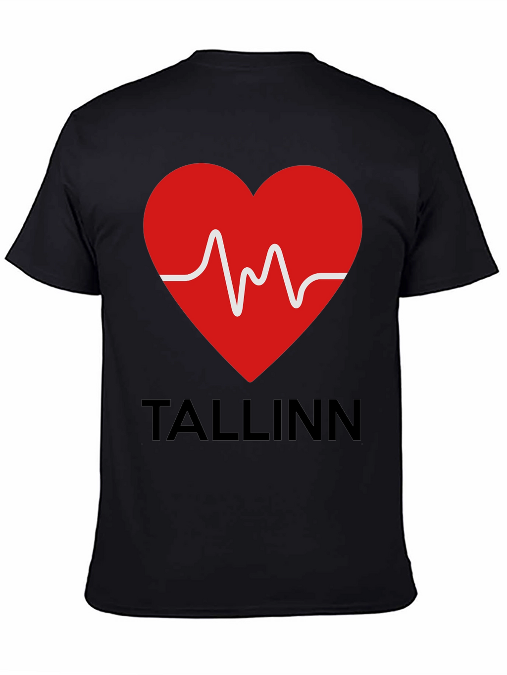 Tallinn Heartbeat Graphic T-Shirt - Black