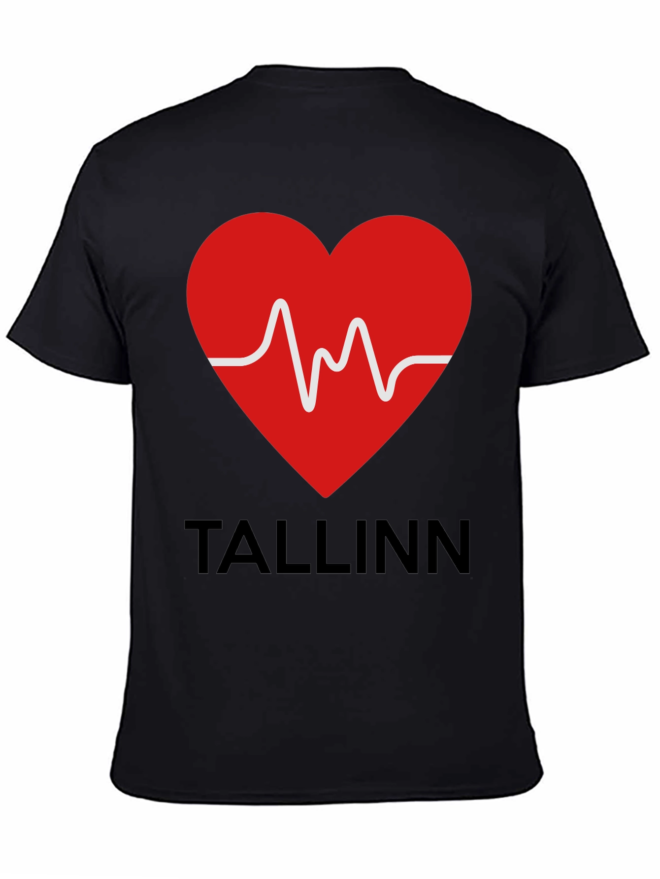 Tallinn Heartbeat Graphic T-Shirt - Black
