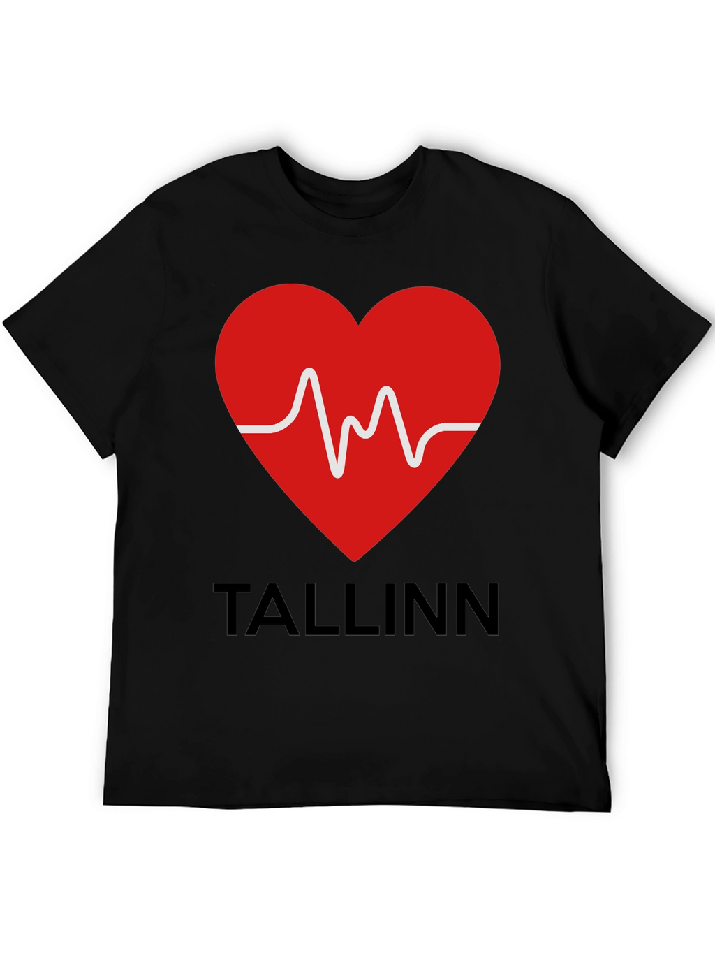 Tallinn Heartbeat Graphic T-Shirt - Black