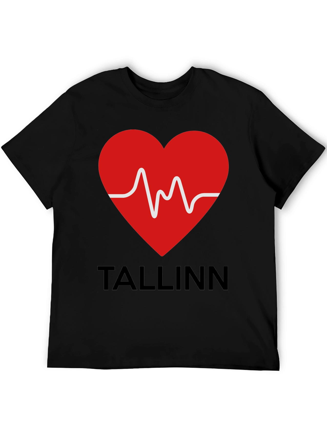 Tallinn Heartbeat Graphic T-Shirt - Black