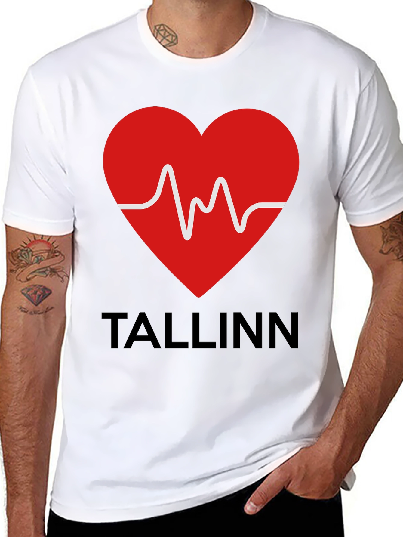 Tallinn Heartbeat Graphic T-Shirt - Black