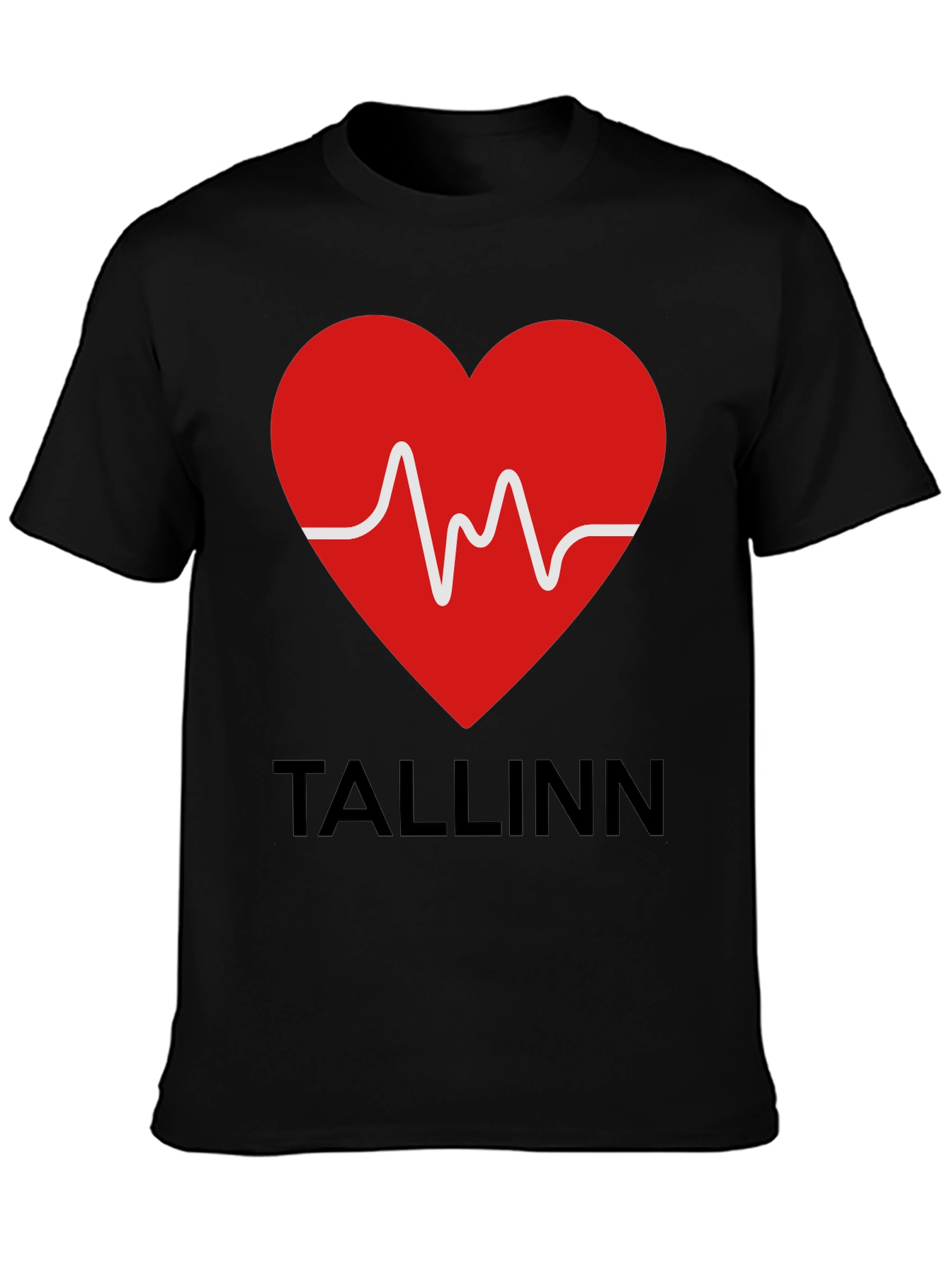 Tallinn Heartbeat Graphic T-Shirt - Black