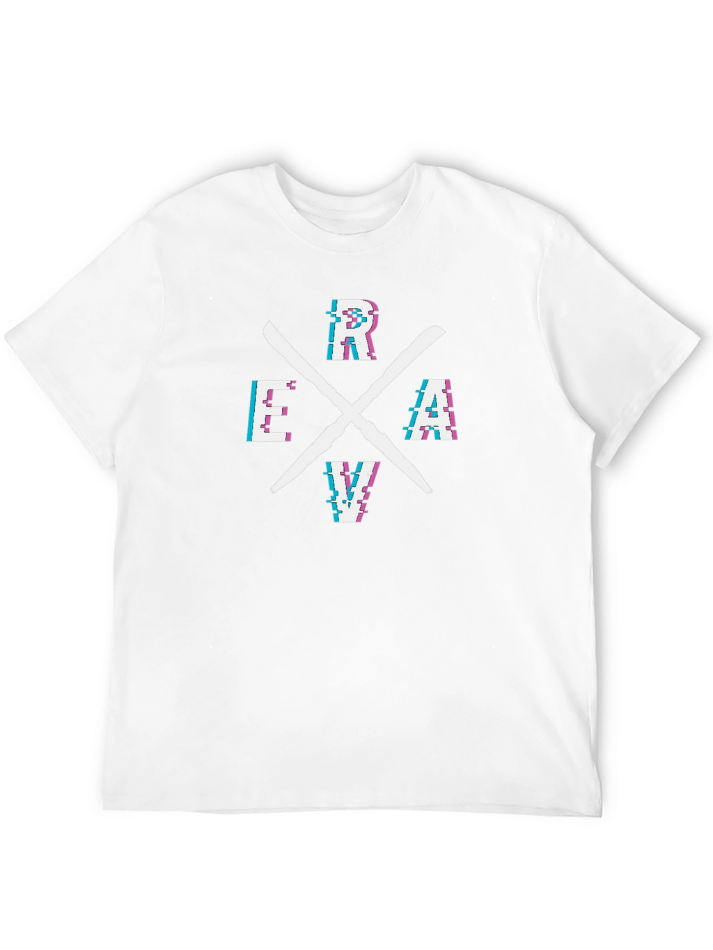 RAVE Glitch Style Graphic Tee - Black Cotton T-Shirt