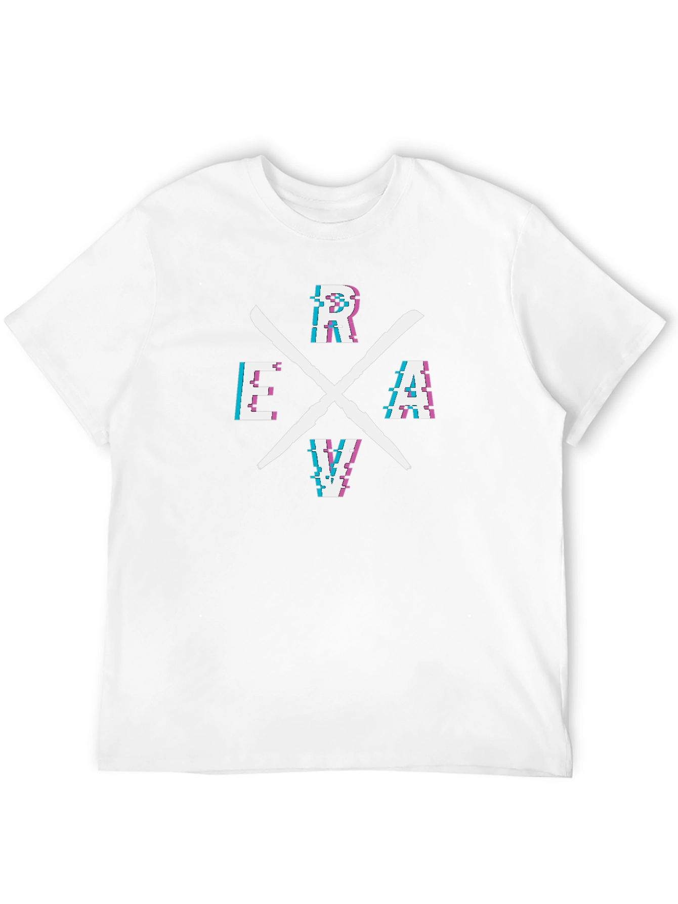 RAVE Glitch Style Graphic Tee - Black Cotton T-Shirt