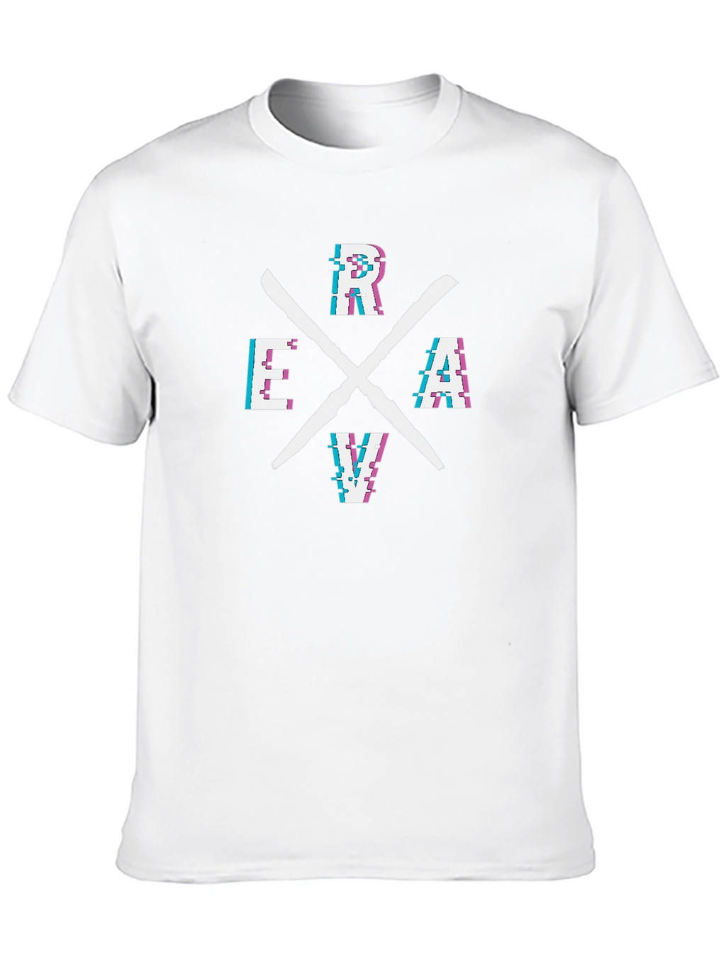 RAVE Glitch Style Graphic Tee - Black Cotton T-Shirt
