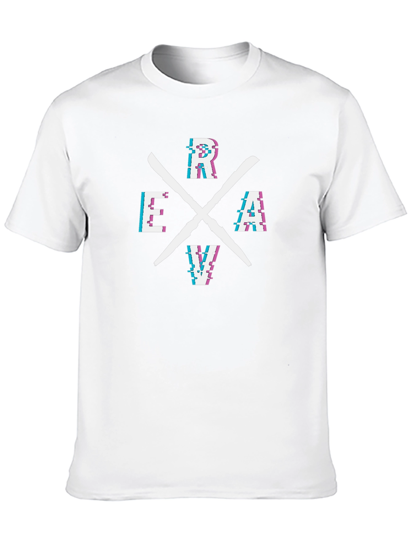 RAVE Glitch Style Graphic Tee - Black Cotton T-Shirt