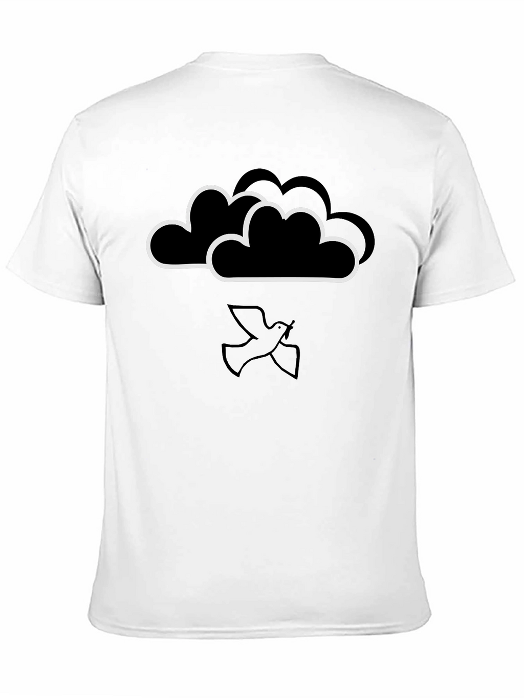 Cloud and Dove Graphic Black T-Shirt