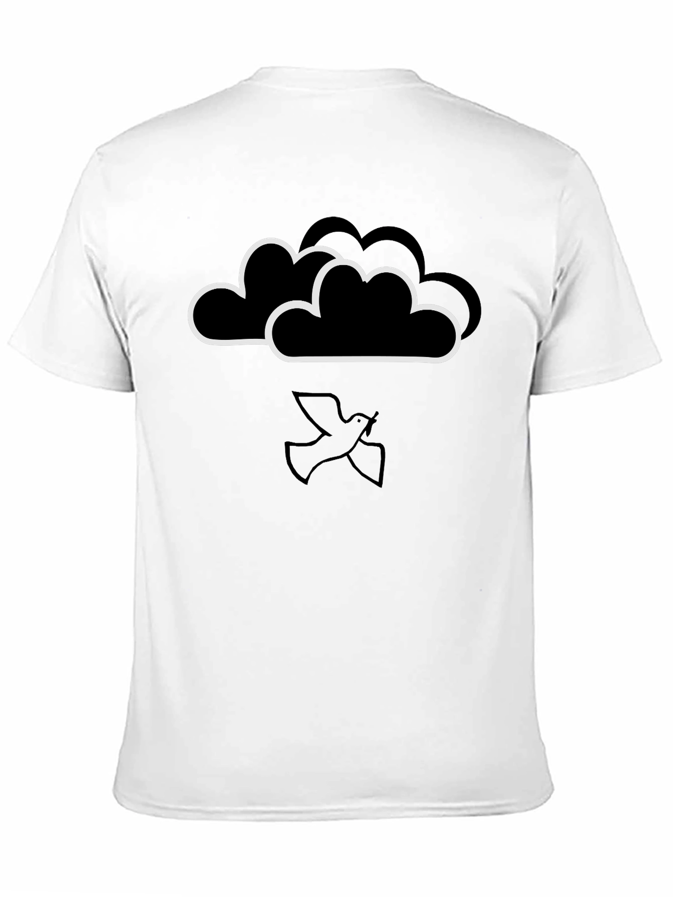 Cloud and Dove Graphic Black T-Shirt