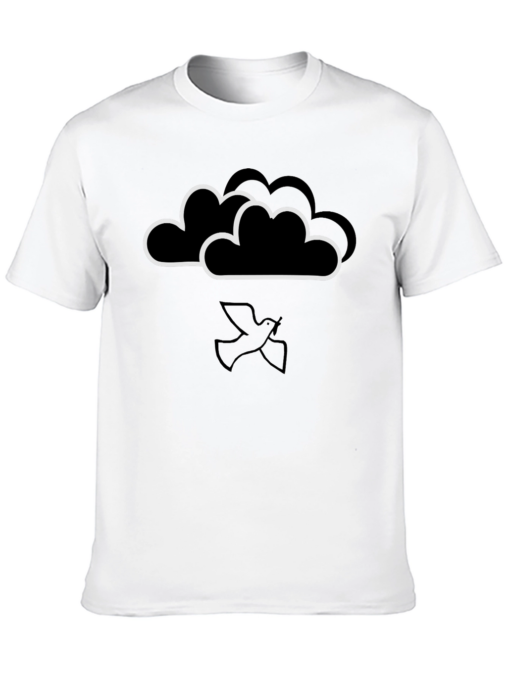 Cloud and Dove Graphic Black T-Shirt