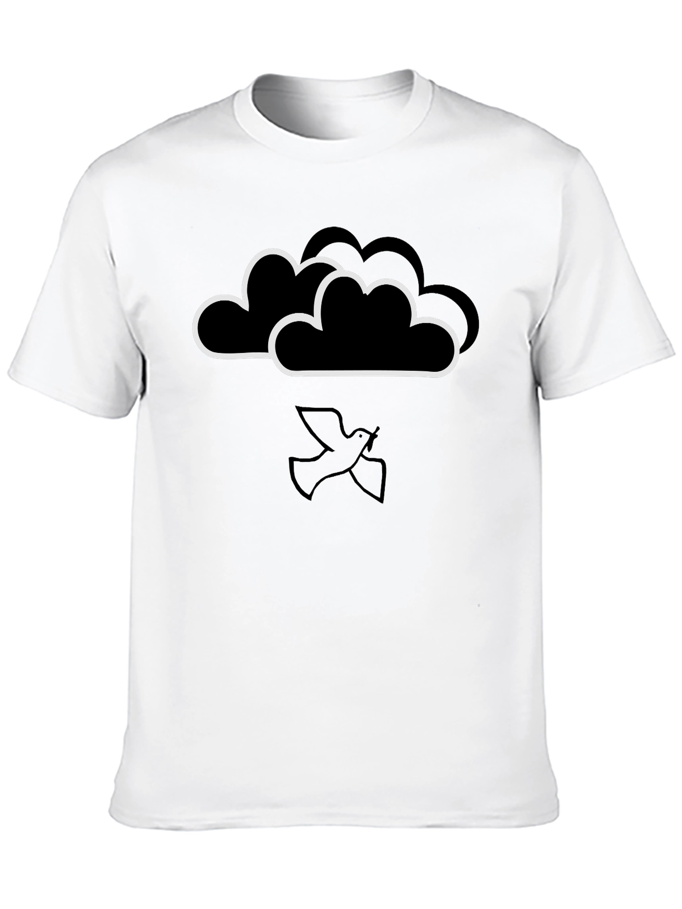 Cloud and Dove Graphic Black T-Shirt