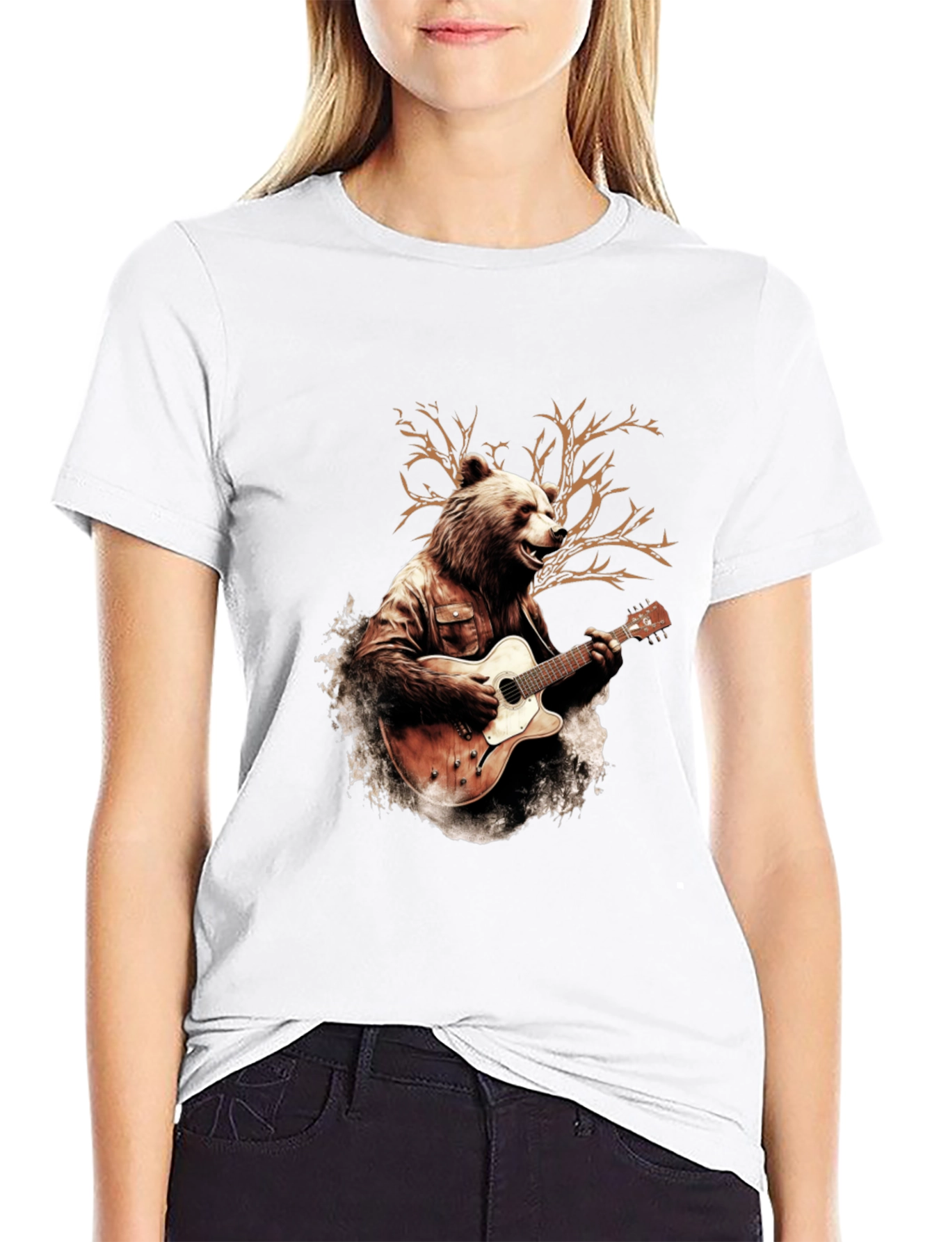 Bear Guitarist Graphic T-Shirt
