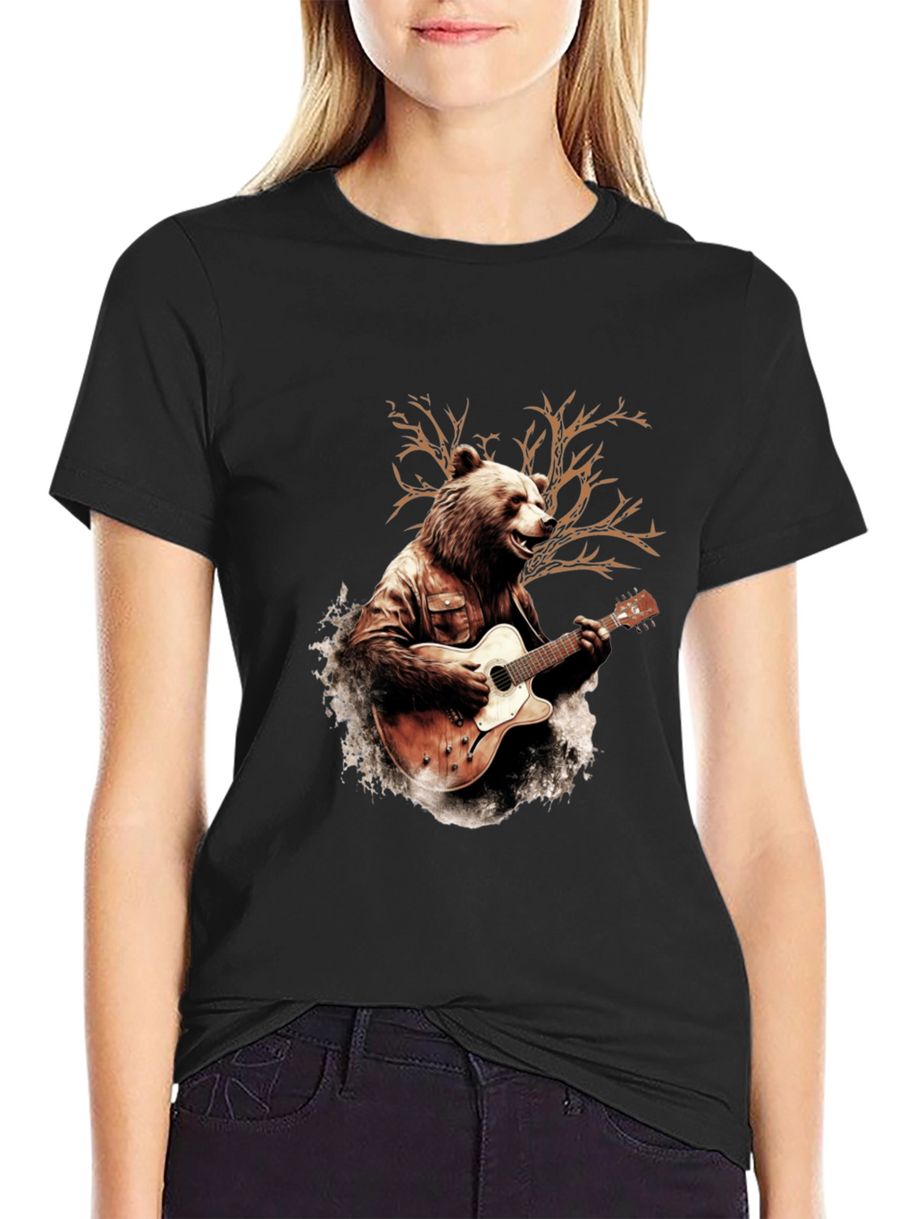 Bear Guitarist Graphic T-Shirt