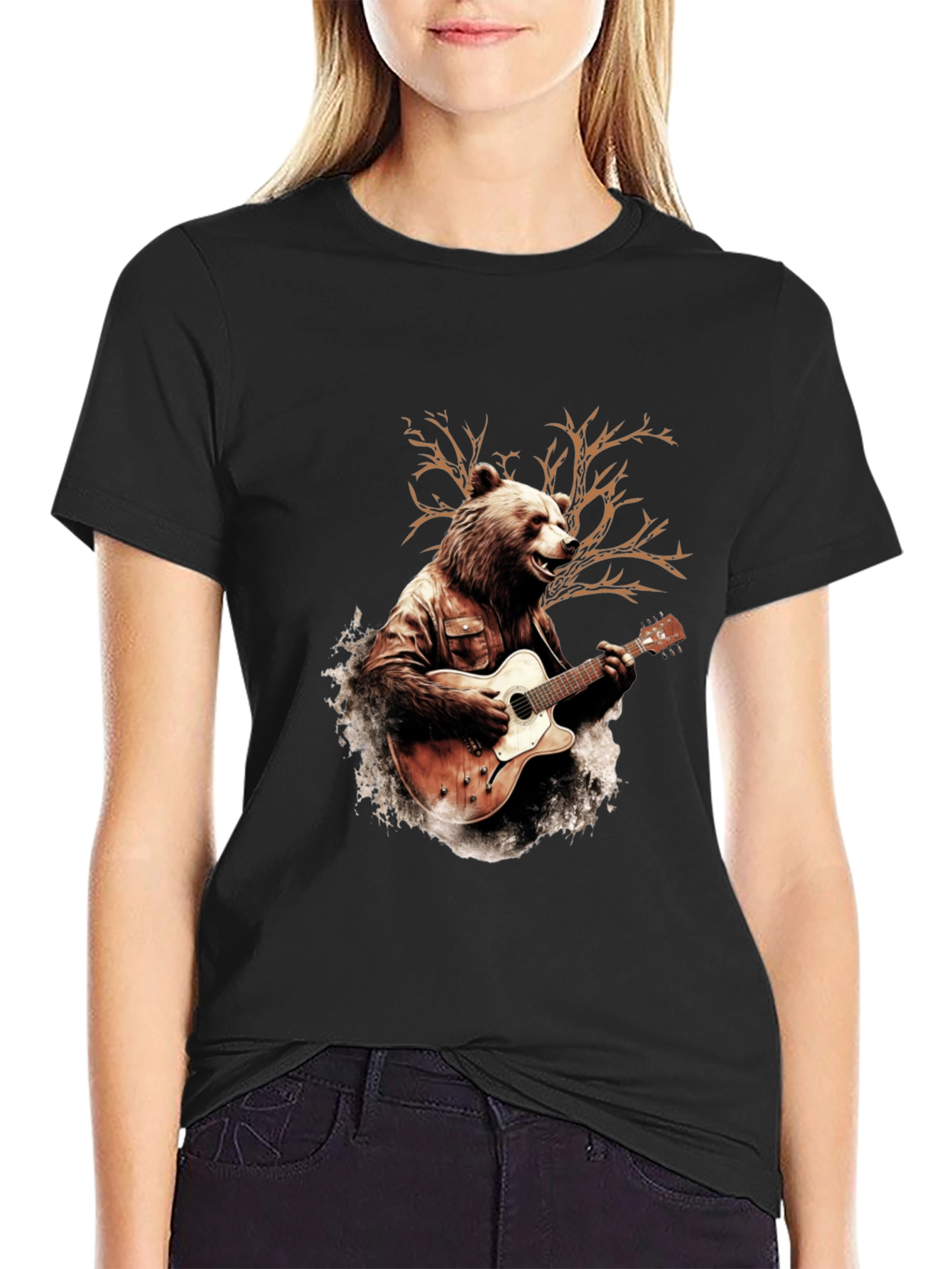 Bear Guitarist Graphic T-Shirt
