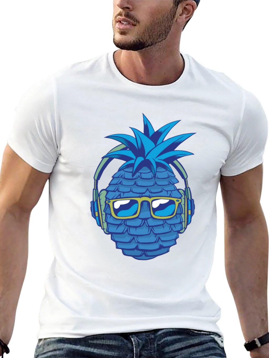 Cool Pineapple Headphones Graphic T-Shirt