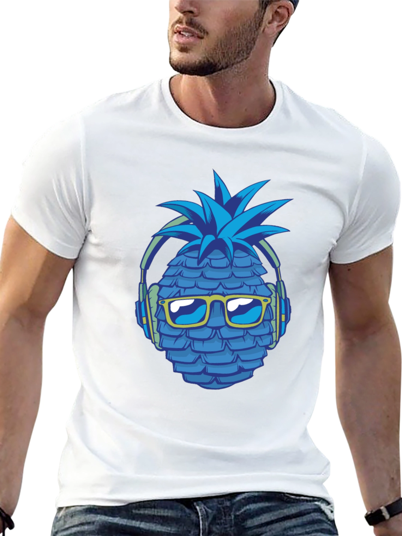 Cool Pineapple Headphones Graphic T-Shirt