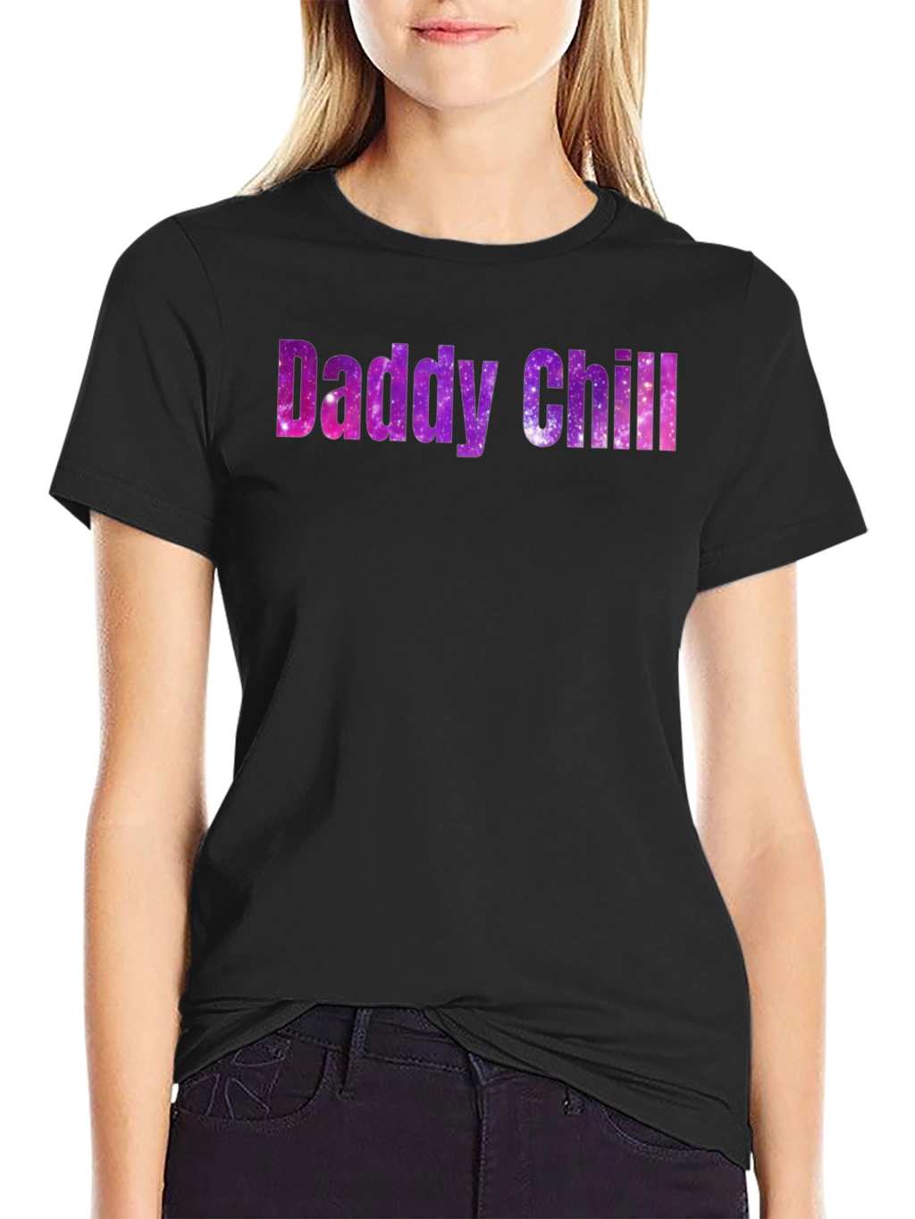 Daddy Chill Galaxy Print Black T-Shirt