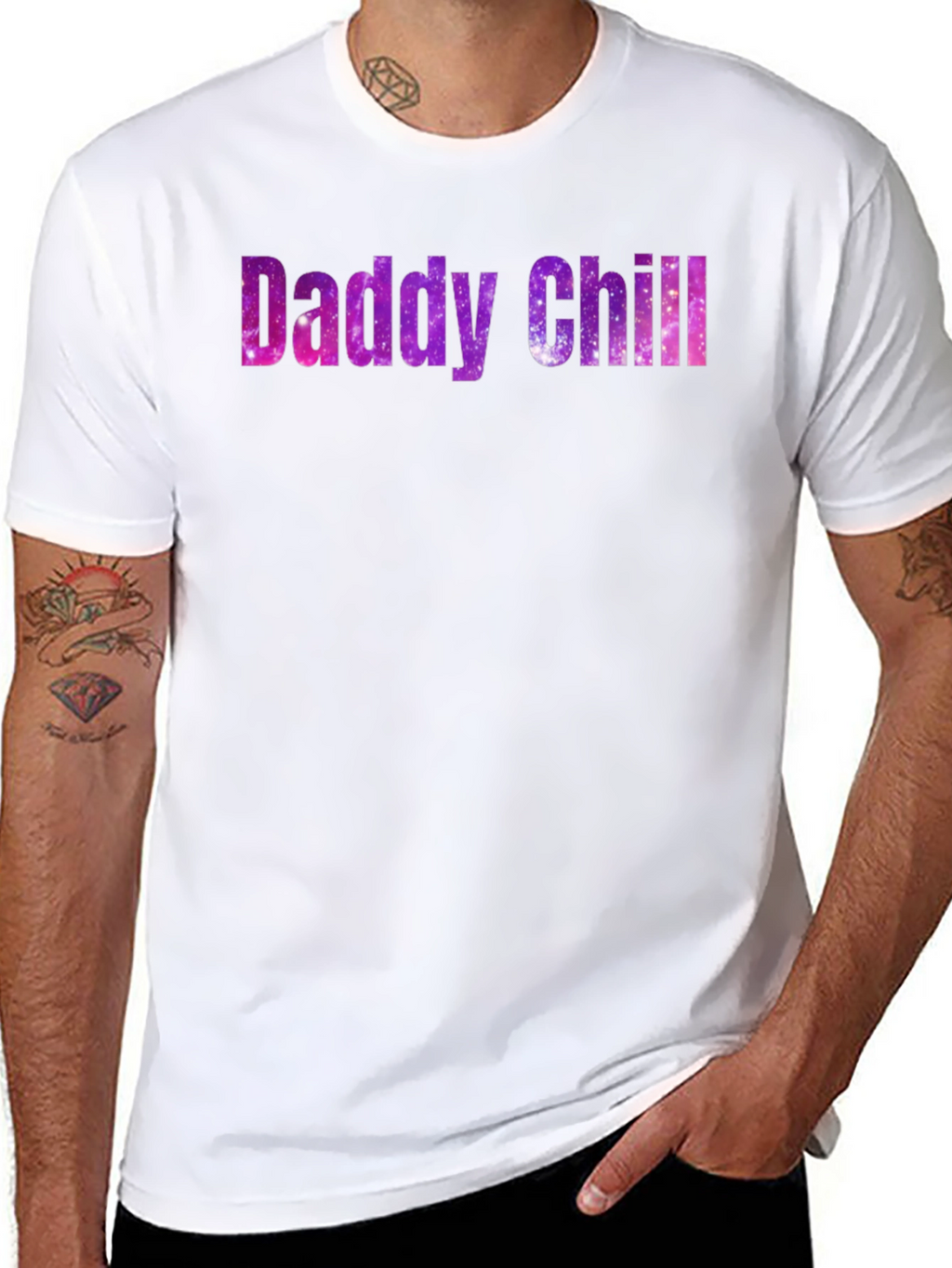 Daddy Chill Galaxy Print Black T-Shirt