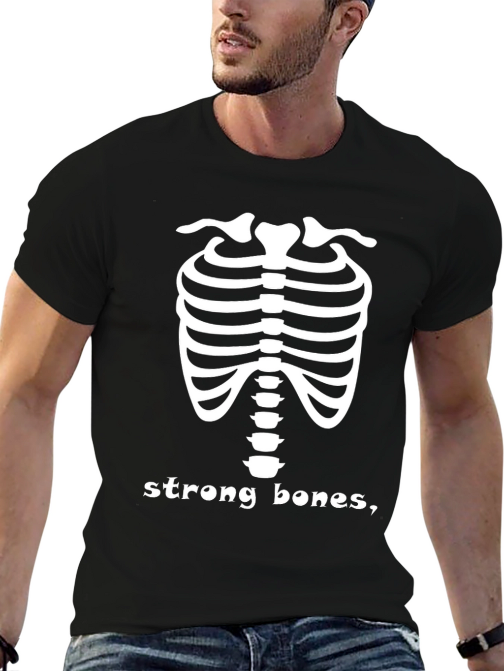 Strong Bones Skeleton Tee - Adult Humor T-Shirt