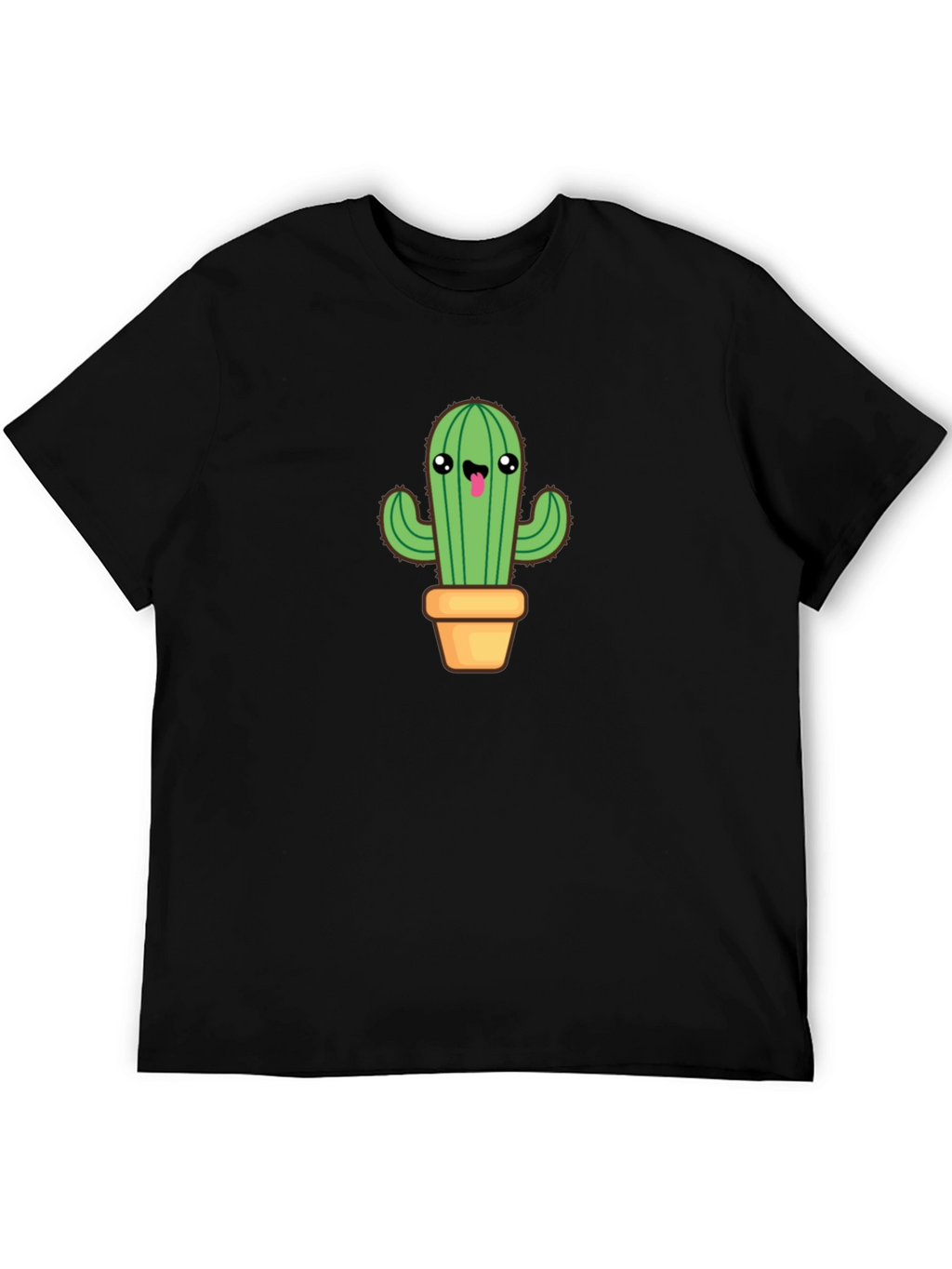 Cute Cactus Graphic Tee - Black Cotton Blend