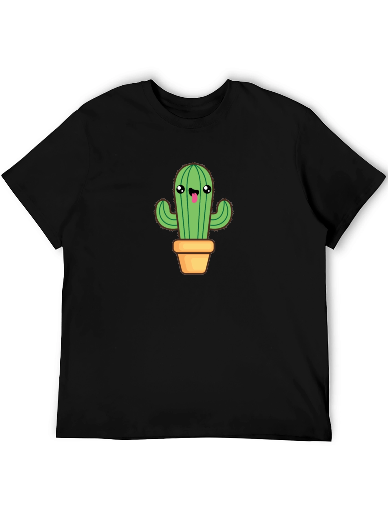 Cute Cactus Graphic Tee - Black Cotton Blend