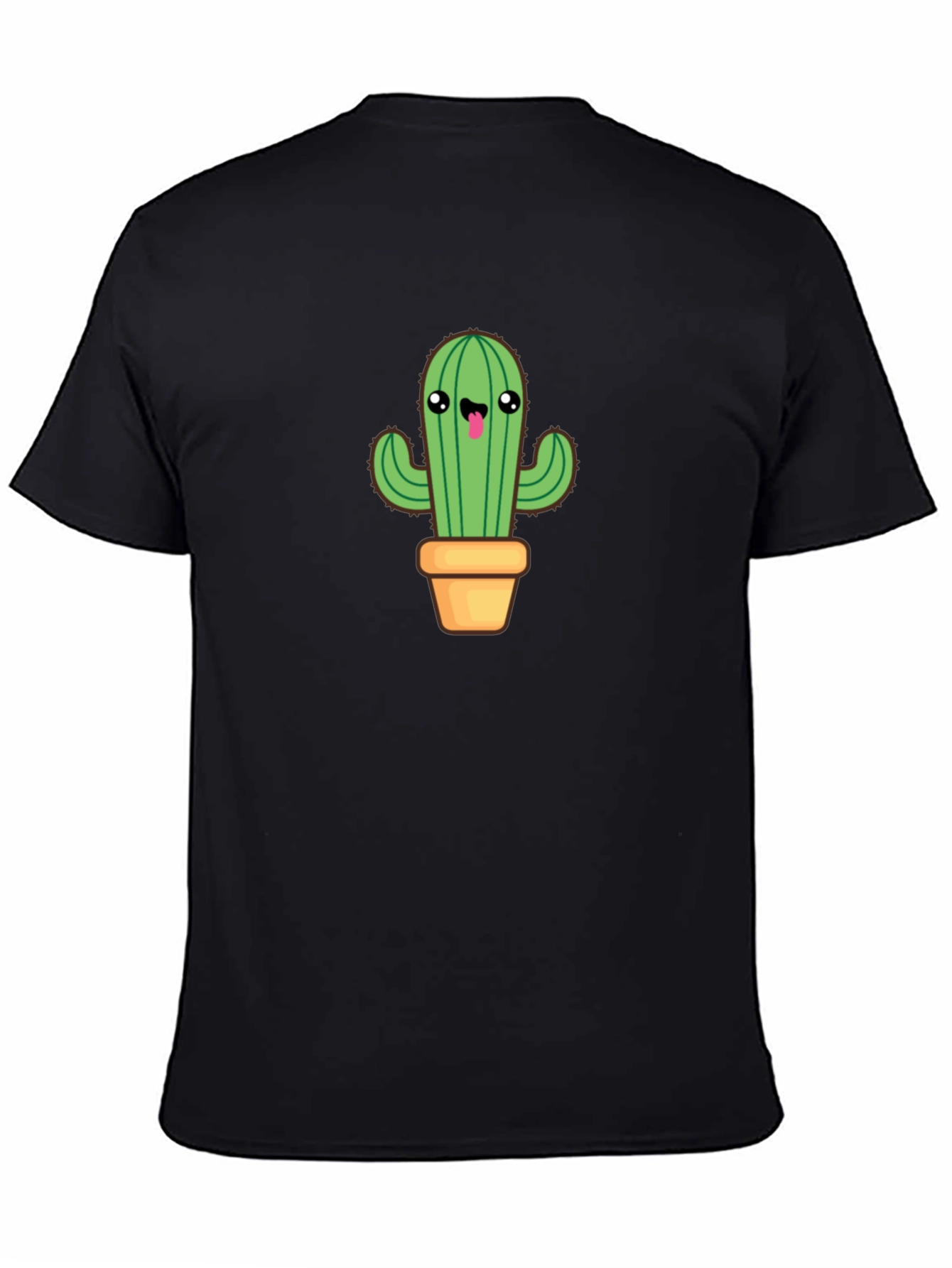 Cute Cactus Graphic Tee - Black Cotton Blend