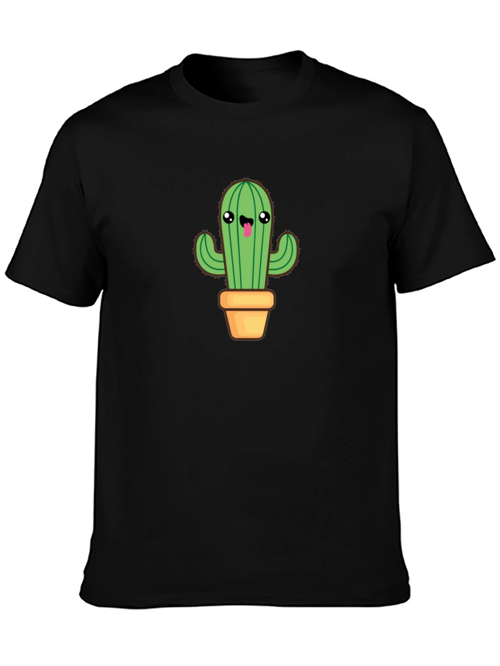 Cute Cactus Graphic Tee - Black Cotton Blend