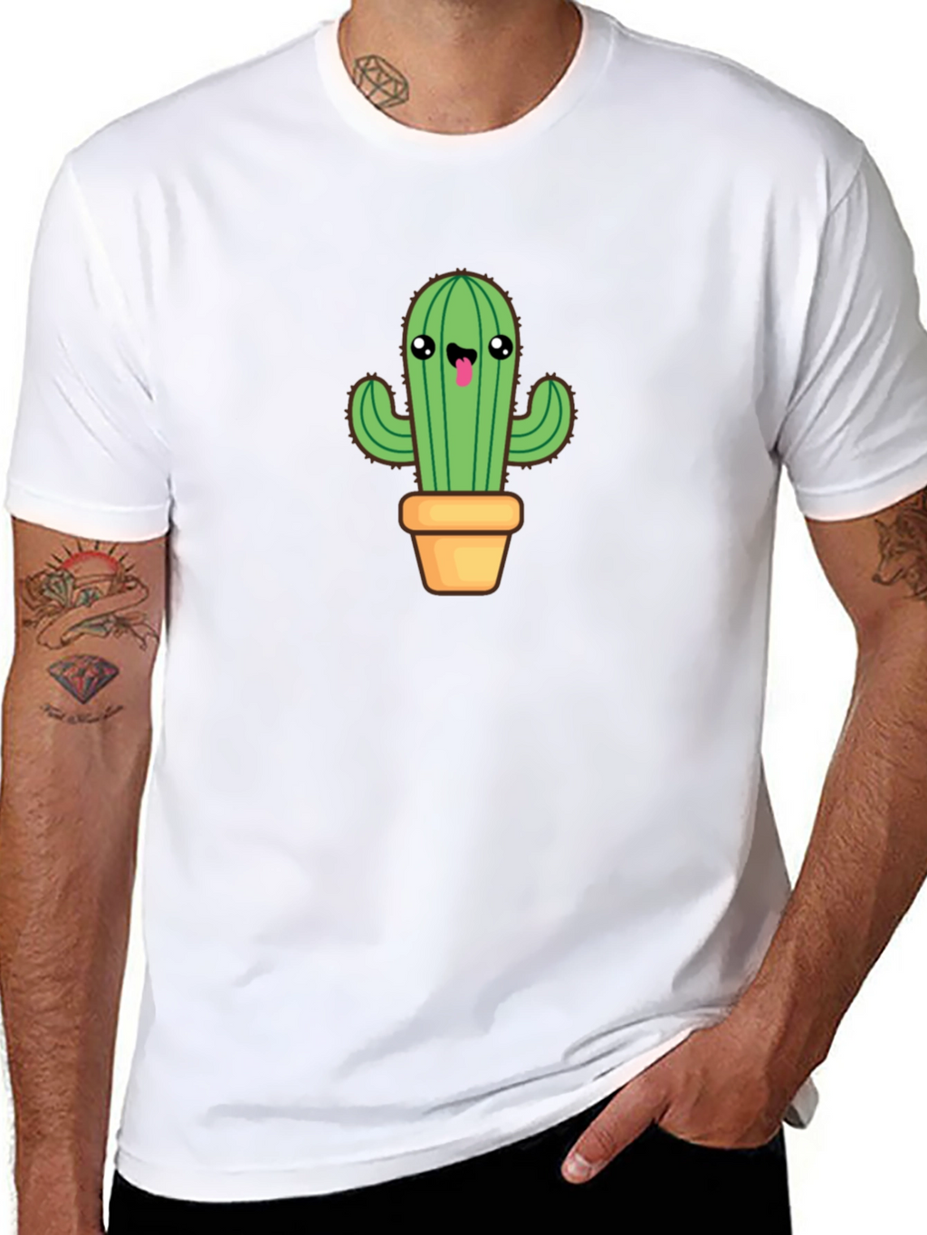 Cute Cactus Graphic Tee - Black Cotton Blend