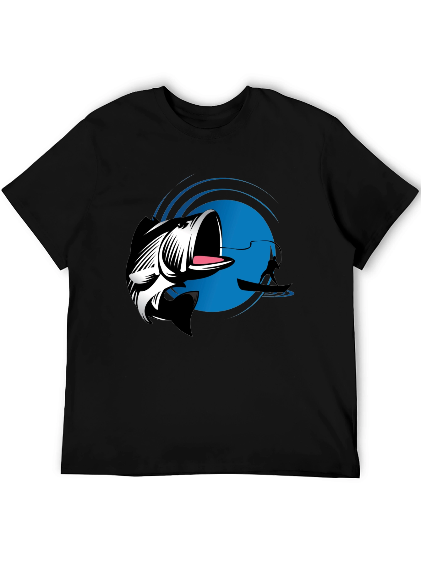 Bass Fishing Graphic Tee - Black Cotton T-Shirt